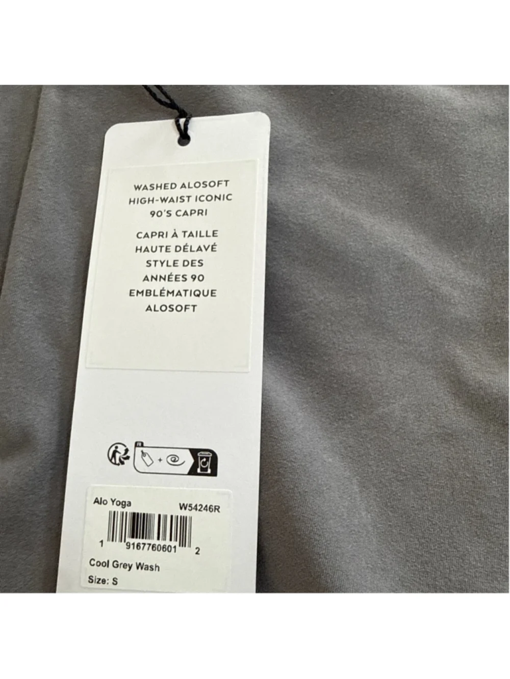 Alo Yoga Washed Alosoft High-Waist Iconic 90's Capri S Grey